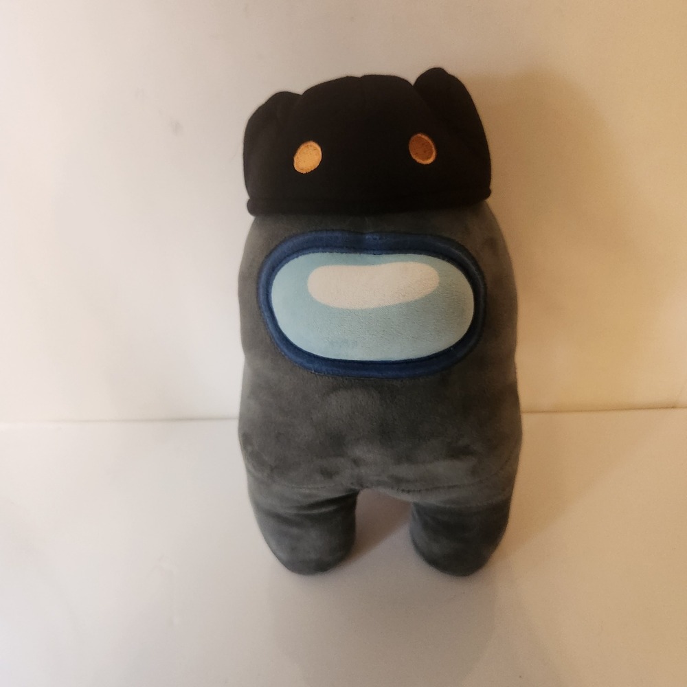 Among Us Plush Grey Crewmate Black Cat Hat 12 Inch Toikido YuMe Toys Collectible